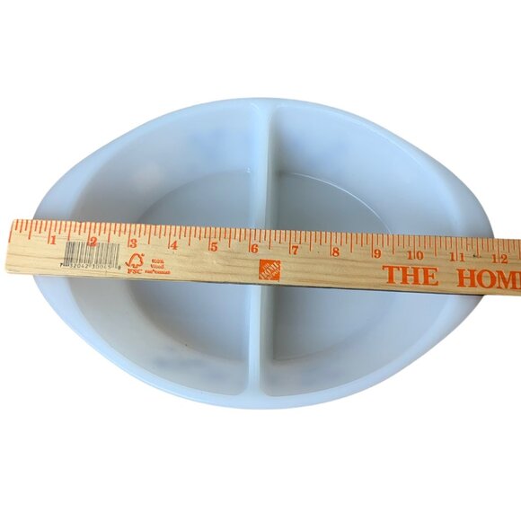 Vintage Glasbake Divided Serving Dish Rate Blue Atomic Starburst oval - Picture 2 of 5